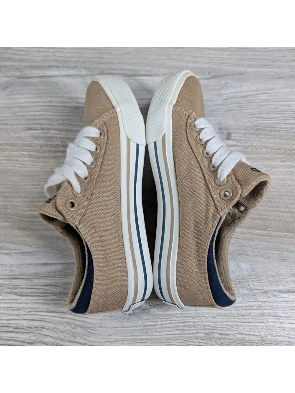 Polo Ralph Lauren Toddler 12 Tan Canvas Lace Up Sneakers Casual Shoes Kids Beige